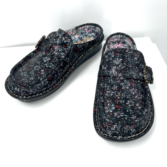 Alegria Shoes - Alegria Black Brigid Floral Mules